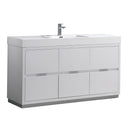 Fresca Valencia 60" Glossy White Free Standing Modern Bathroom Vanity  FCB8460WH-I