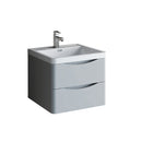 Fresca Tuscany 24" Glossy Gray Wall Hung Modern Bathroom Cabinet w/ Integrated Sink FCB9024GRG-I