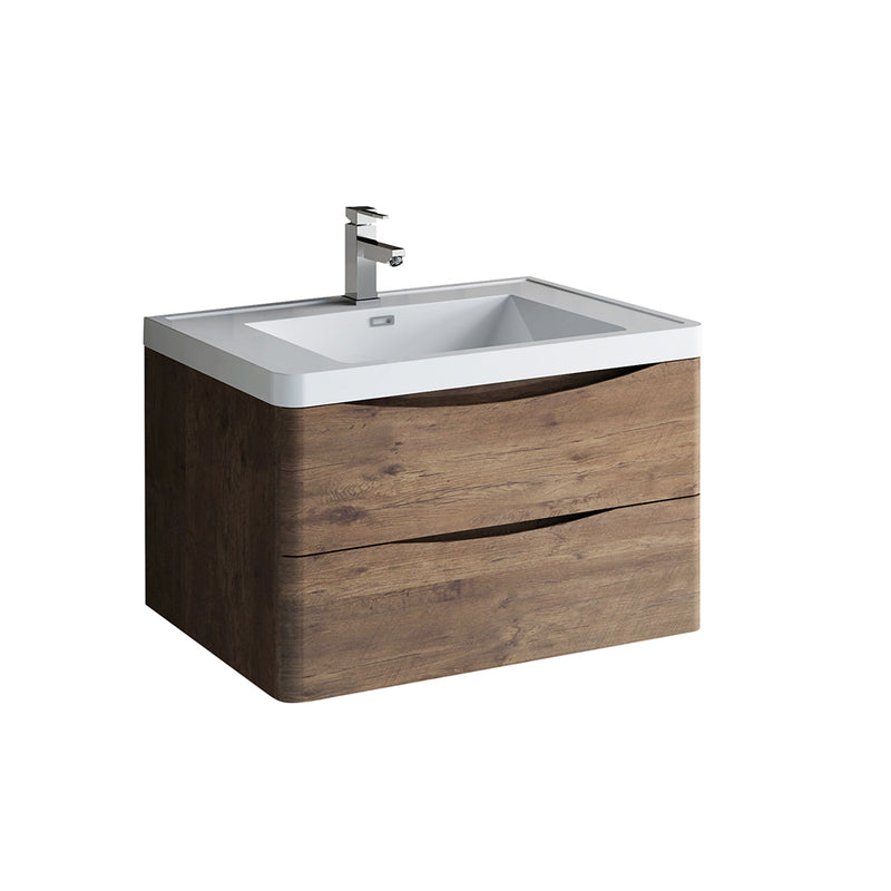 Fresca Tuscany 32" Rosewood Wall Hung Modern Bathroom Cabinet w/ Integrated Sink FCB9032RW-I