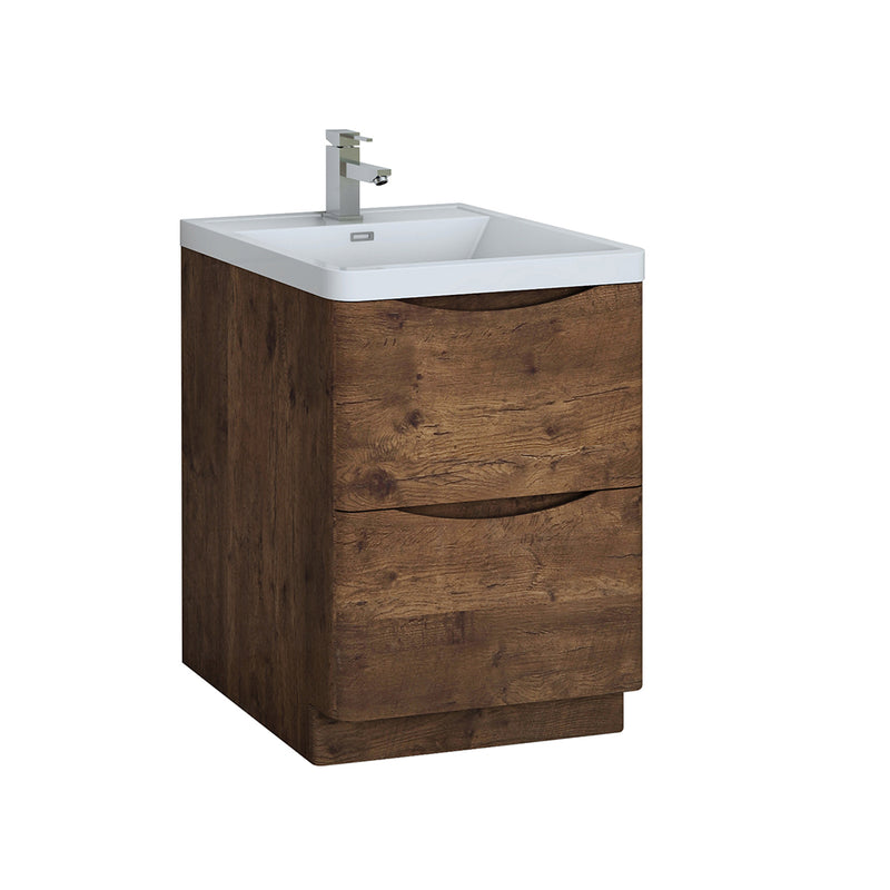 Fresca Tuscany 24" Rosewood Free Standing Modern Bathroom Cabinet w/ Integrated Sink FCB9124RW-I