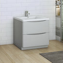 Fresca Tuscany 32" Glossy Gray Free Standing Modern Bathroom Cabinet with Integrated Sink FCB9132GRG-I