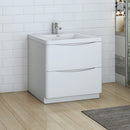 Fresca Tuscany 32" Glossy White Free Standing Modern Bathroom Cabinet with Integrated Sink FCB9132WH-I