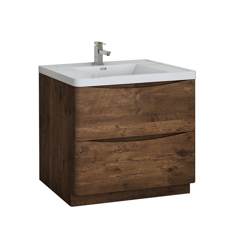 Fresca Tuscany 36" Rosewood Free Standing Modern Bathroom Cabinet w/ Integrated Sink FCB9136RW-I