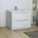 Fresca Tuscany 40" Glossy White Free Standing Modern Bathroom Cabinet with Integrated Sink FCB9140WH-I