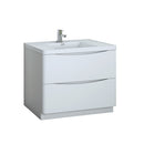 Fresca Tuscany 40" Glossy White Free Standing Modern Bathroom Cabinet w/ Integrated Sink FCB9140WH-I