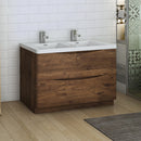 Fresca Tuscany 48" Rosewood Free Standing Modern Bathroom Cabinet with Integrated Double Sink FCB9148RW-D-I