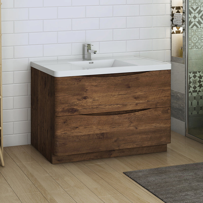 Fresca Tuscany 48" Rosewood Free Standing Modern Bathroom Cabinet with Integrated Sink FCB9148RW-I