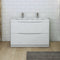 Fresca Tuscany 48" Glossy White Free Standing Modern Bathroom Cabinet with Integrated Double Sink FCB9148WH-D-I