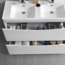 Fresca Tuscany 48" Glossy White Free Standing Modern Bathroom Cabinet with Integrated Double Sink FCB9148WH-D-I