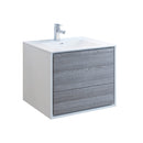 Fresca Catania 30" Glossy Ash Gray Wall Hung Modern Bathroom Cabinet w/ Integrated Sink FCB9230HA-I