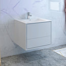 Fresca Catania 30" Glossy White Wall Hung Modern Bathroom Cabinet with Integrated Sink FCB9230WH-I