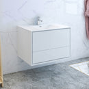 Fresca Catania 36" Glossy White Wall Hung Modern Bathroom Cabinet with Integrated Sink FCB9236WH-I