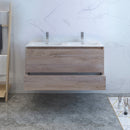 Fresca Catania 48" Rustic Natural Wood Wall Modern Bathroom Cabinet with Integrated Double Sink FCB9248RNW-D-I