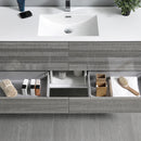 Fresca Catania 60" Glossy Ash Gray Wall Hung Modern Bathroom Cabinet with Integrated Single Sink FCB9260HA-S-I