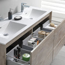 Fresca Catania 60" Rustic Natural Wood Wall Hung Modern Bathroom Cabinet with Integrated Double Sink FCB9260RNW-D-I