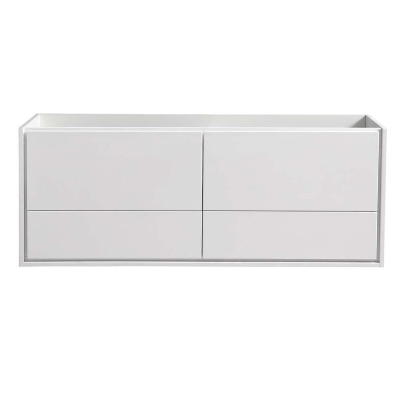 Fresca Catania 60" Glossy White Wall Hung Single Sink Modern Bathroom Cabinet FCB9260WH-S