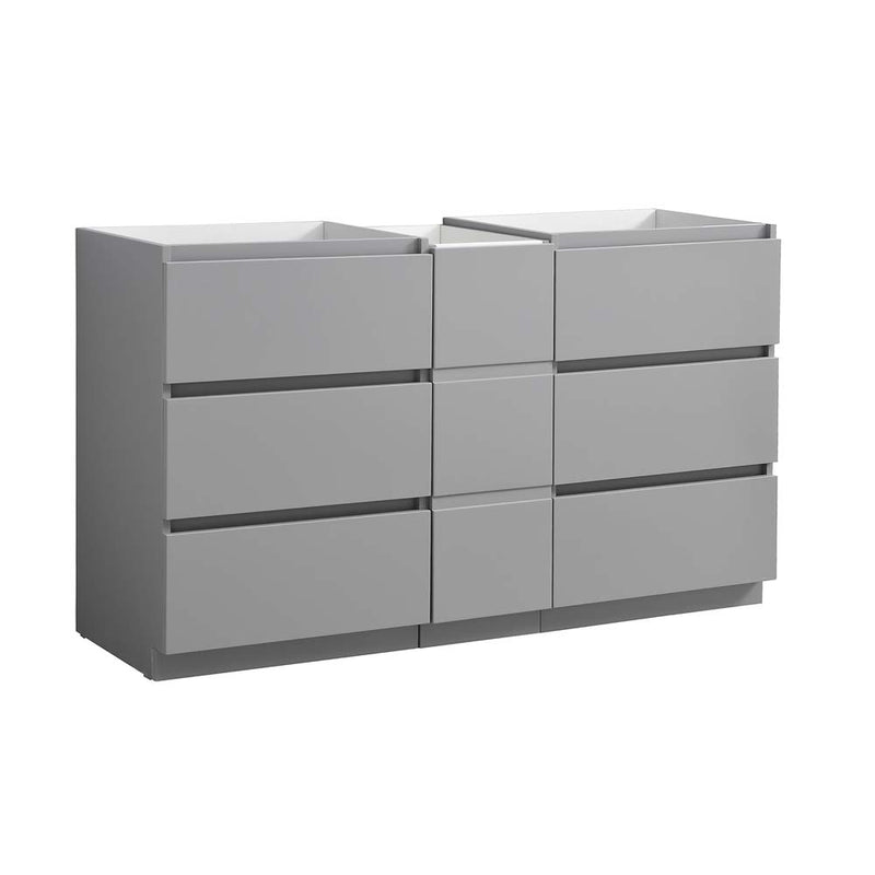 Fresca Lazzaro 60" Gray Free Standing Double Sink Modern Bathroom Cabinet FCB93-241224GR-D