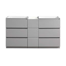 Fresca Lazzaro 60" Gray Free Standing Double Sink Modern Bathroom Cabinet FCB93-241224GR-D