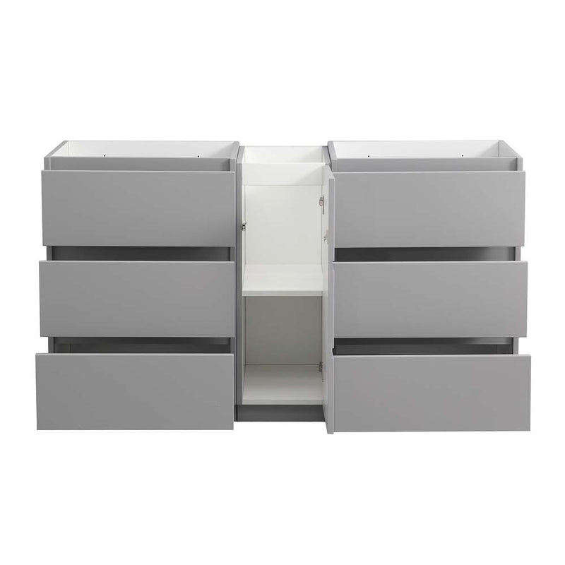 Fresca Lazzaro 60" Gray Free Standing Double Sink Modern Bathroom Cabinet FCB93-241224GR-D