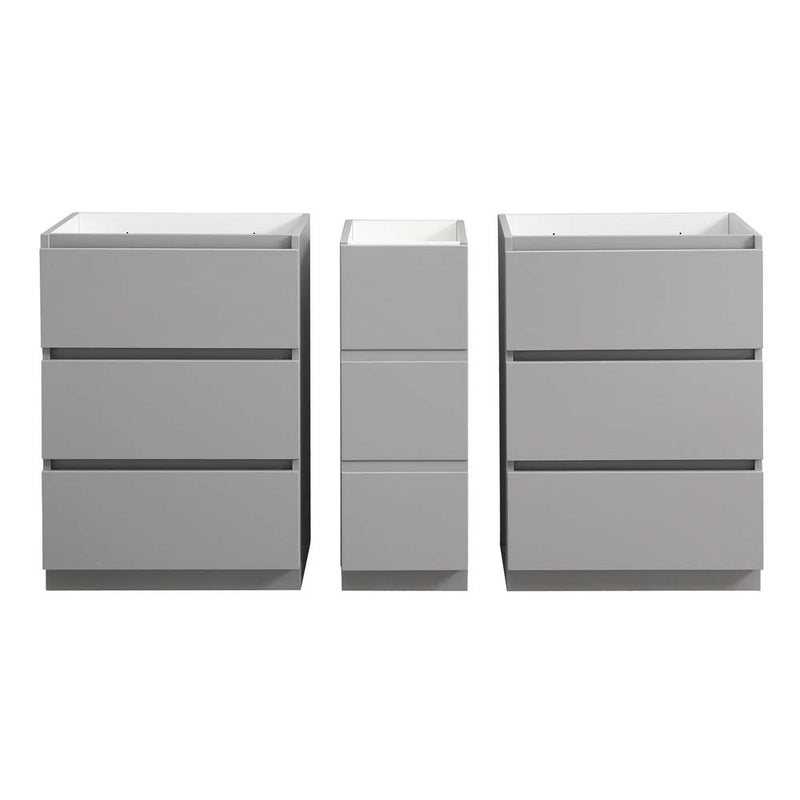 Fresca Lazzaro 60" Gray Free Standing Double Sink Modern Bathroom Cabinet FCB93-241224GR-D