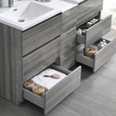 Fresca Lazzaro 60" Glossy Ash Gray Free Standing Double Sink Modern Bathroom Cabinet with Integrated Sinks FCB93-241224HA-D-I