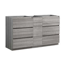 Fresca Lazzaro 60" Glossy Ash Gray Free Standing Double Sink Modern Bathroom Cabinet FCB93-241224HA-D