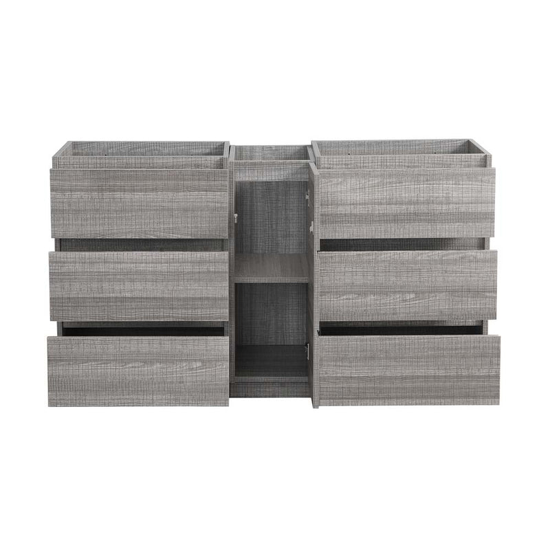 Fresca Lazzaro 60" Glossy Ash Gray Free Standing Double Sink Modern Bathroom Cabinet FCB93-241224HA-D