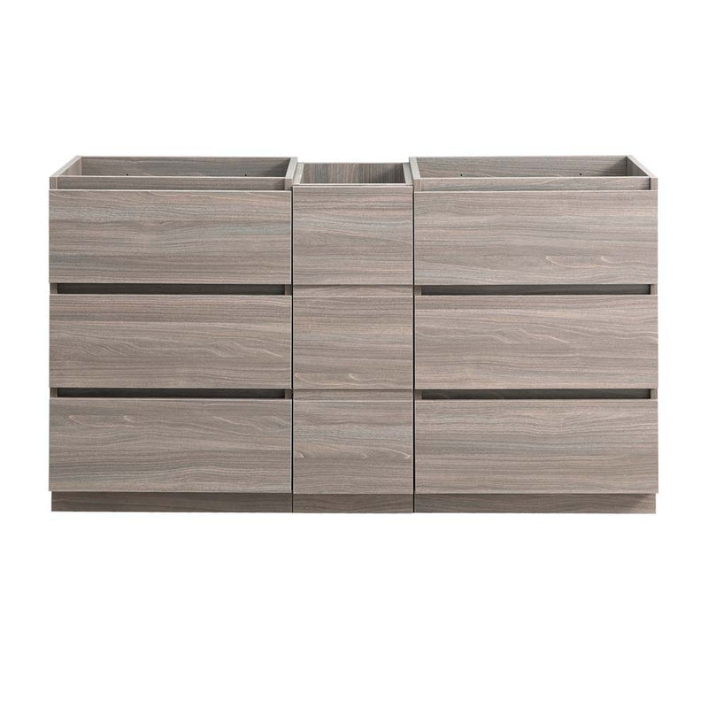 Fresca Lazzaro 60" Gray Wood Free Standing Double Sink Modern Bathroom Cabinet FCB93-241224MGO-D