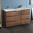 Fresca Lazzaro 60" Rosewood Free Standing Double Sink Modern Bathroom Cabinet with Integrated Sinks FCB93-241224RW-D-I