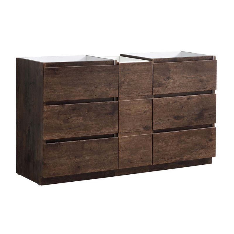 Fresca Lazzaro 60" Rosewood Free Standing Double Sink Modern Bathroom Cabinet FCB93-241224RW-D