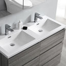 Fresca Lazzaro 48" Glossy Ash Gray Free Standing Modern Bathroom Cabinet with Integrated Double Sink FCB93-2424HA-D-I