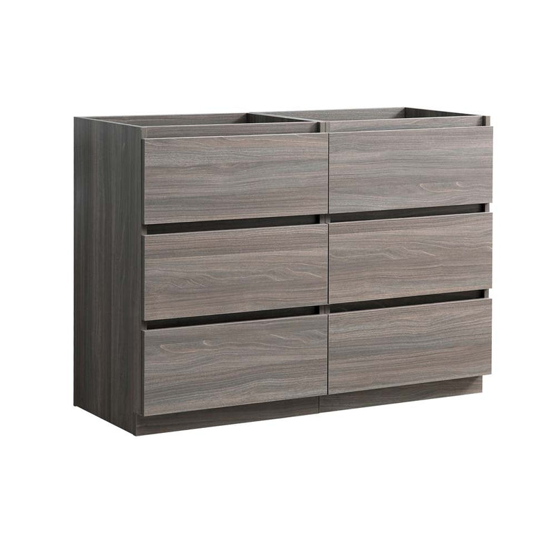 Fresca Lazzaro 48" Gray Wood Free Standing Double Sink Modern Bathroom Cabinet FCB93-2424MGO-D