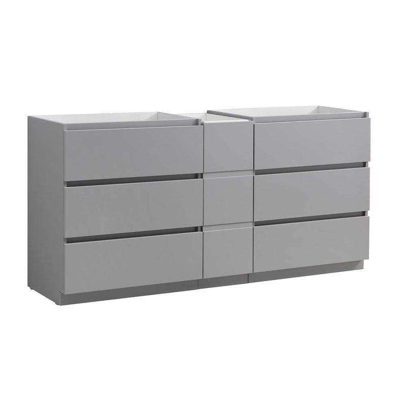 Fresca Lazzaro 72" Gray Free Standing Double Sink Modern Bathroom Cabinet FCB93-301230GR-D