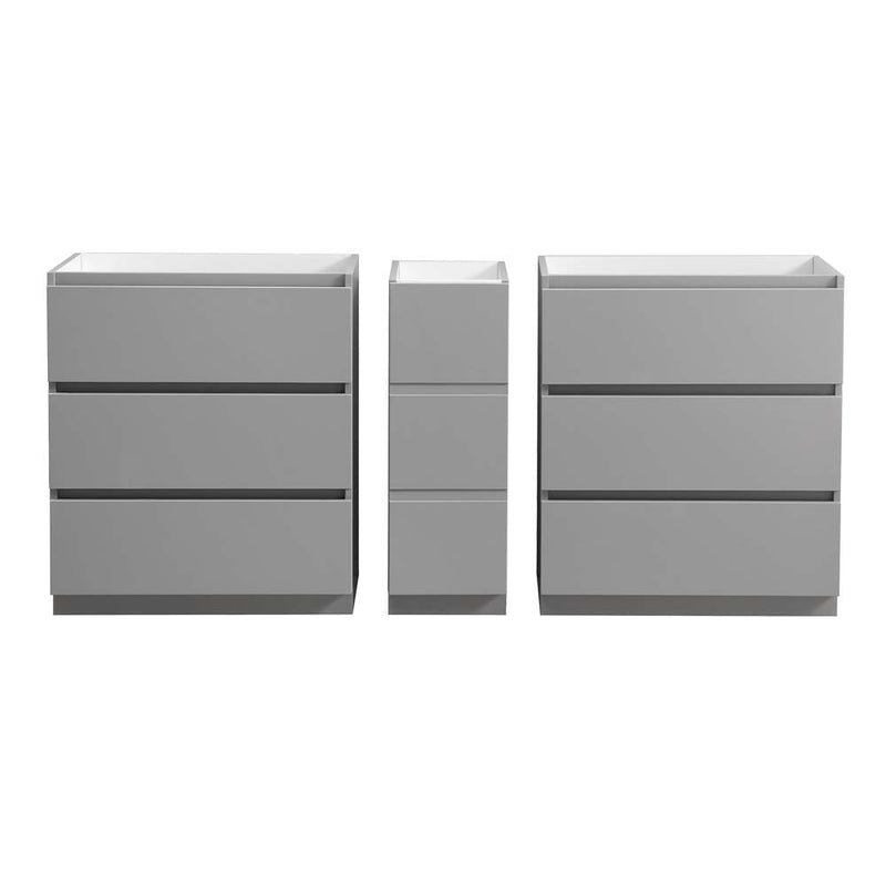 Fresca Lazzaro 72" Gray Free Standing Double Sink Modern Bathroom Cabinet FCB93-301230GR-D