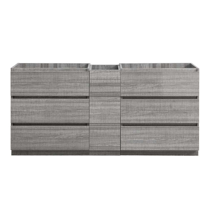 Fresca Lazzaro 72" Glossy Ash Gray Free Standing Double Sink Modern Bathroom Cabinet FCB93-301230HA-D