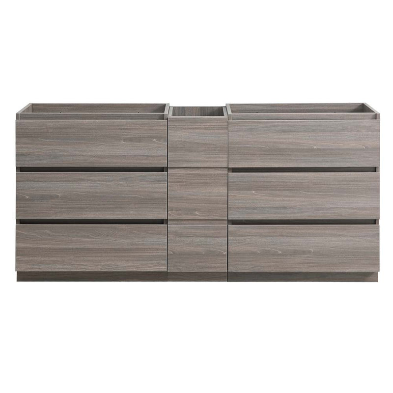 Fresca Lazzaro 72" Gray Wood Free Standing Double Sink Modern Bathroom Cabinet FCB93-301230MGO-D