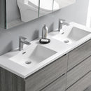 Fresca Lazzaro 60" Glossy Ash Gray Free Standing Modern Bathroom Cabinet with Integrated Double Sink FCB93-3030HA-D-I