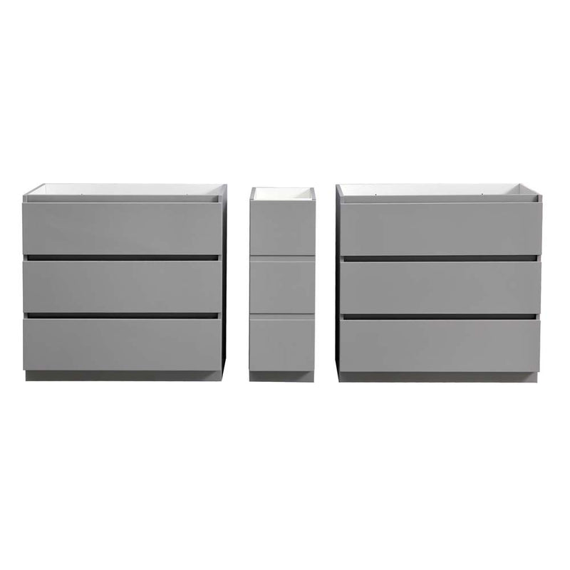 Fresca Lazzaro 84" Gray Free Standing Double Sink Modern Bathroom Cabinet FCB93-361236GR-D