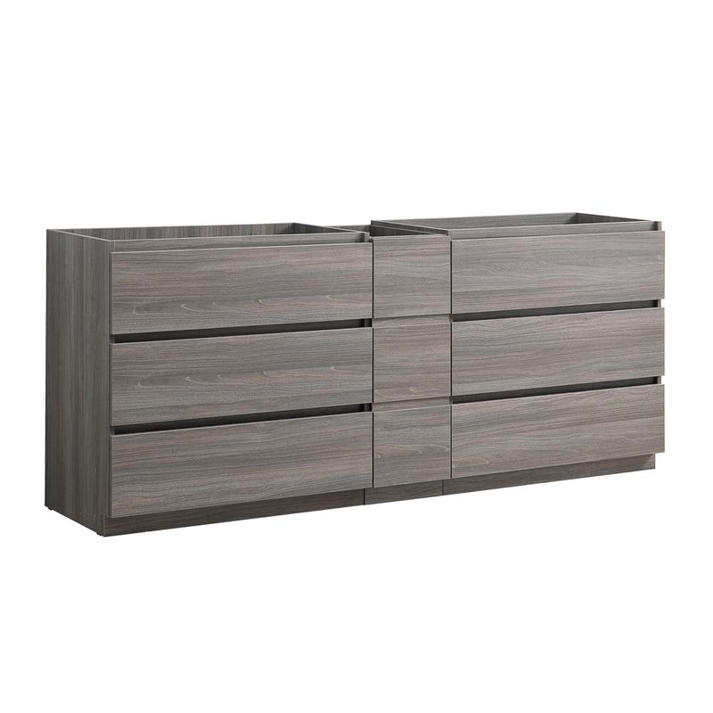 Fresca Lazzaro 84" Gray Wood Free Standing Double Sink Modern Bathroom Cabinet FCB93-361236MGO-D