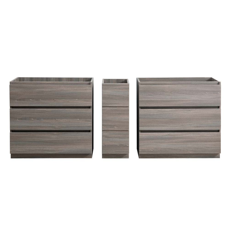 Fresca Lazzaro 84" Gray Wood Free Standing Double Sink Modern Bathroom Cabinet FCB93-361236MGO-D