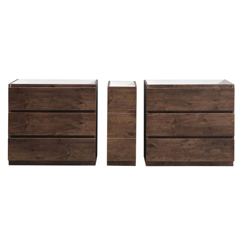 Fresca Lazzaro 84" Rosewood Free Standing Double Sink Modern Bathroom Cabinet FCB93-361236RW-D