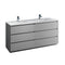 Fresca Lazzaro 72" Gray Free Standing Modern Bathroom Cabinet w/ Integrated Double Sink FCB93-3636GR-D-I