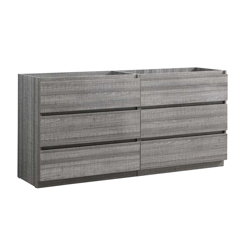 Fresca Lazzaro 72" Glossy Ash Gray Free Standing Double Sink Modern Bathroom Cabinet FCB93-3636HA-D