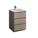 Fresca Lazzaro 24" Gray Wood Free Standing Modern Bathroom Cabinet w/ Integrated Sink FCB9324MGO-I