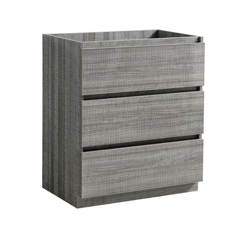 Fresca Lazzaro 30" Glossy Ash Gray Free Standing Modern Bathroom Cabinet FCB9330HA