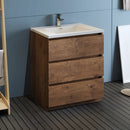 Fresca Lazzaro 30" Rosewood Free Standing Modern Bathroom Cabinet with Integrated Sink FCB9330RW-I