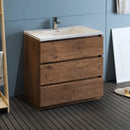 Fresca Lazzaro 36" Rosewood Free Standing Modern Bathroom Cabinet with Integrated Sink FCB9336RW-I