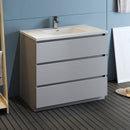 Fresca Lazzaro 42" Gray Free Standing Modern Bathroom Cabinet with Integrated Sink FCB9342GR-I