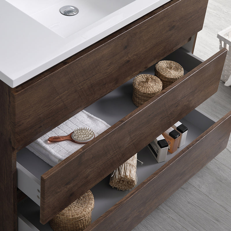 Fresca Lazzaro 42" Rosewood Free Standing Modern Bathroom Cabinet with Integrated Sink FCB9342RW-I