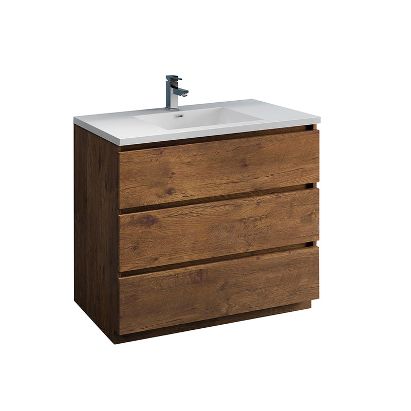 Fresca Lazzaro 42" Rosewood Free Standing Modern Bathroom Cabinet w/ Integrated Sink FCB9342RW-I